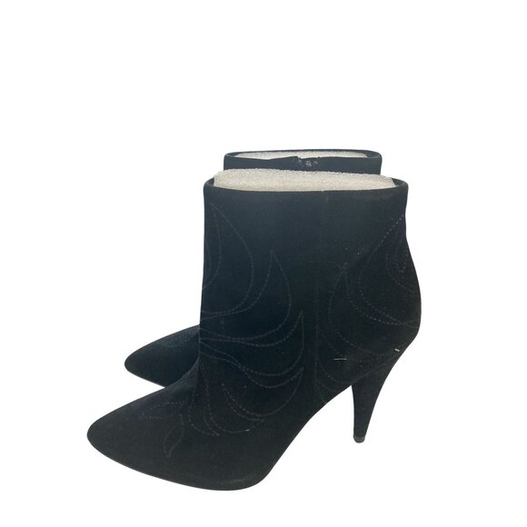 Aldo dinoto Women's Size 6 Black Suede Embroidered Design Ankle Booties NWB - Picture 2 of 9